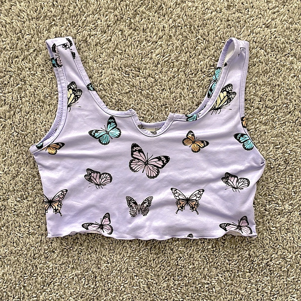 SHEIN 🦋 butterfly crop top 9Y - NWOT